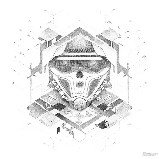 technology science fiction meditation tattoo design idea