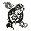 male virgo with rose and snake tattoo design idea