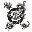 male virgo with rose and snake tattoo design idea