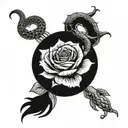 male virgo with rose and snake tattoo design idea