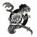 male virgo with rose and snake tattoo design idea
