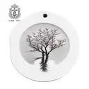 Create a sleeve tattoo featuring cherry blossom tree branches intertwined with military dog tags tattoo design idea