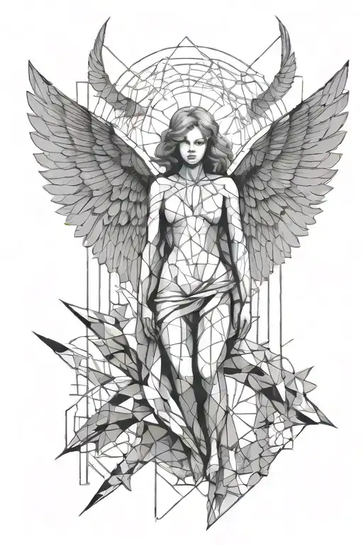 fallen angel falling tattoo design idea
