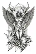 fallen angel falling tattoo design idea
