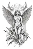 fallen angel falling tattoo design idea