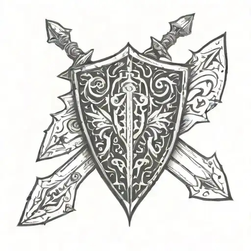 Shields with spears tattoo design idea