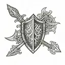 Shields with spears tattoo design idea