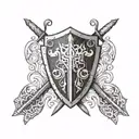 Shields with spears tattoo design idea