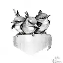 3 little birds sitting on a drumstick tattoo design idea