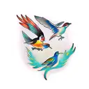 3 little birds sitting on a drumstick tattoo design idea