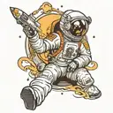 meditating astronaut  tattoo design idea