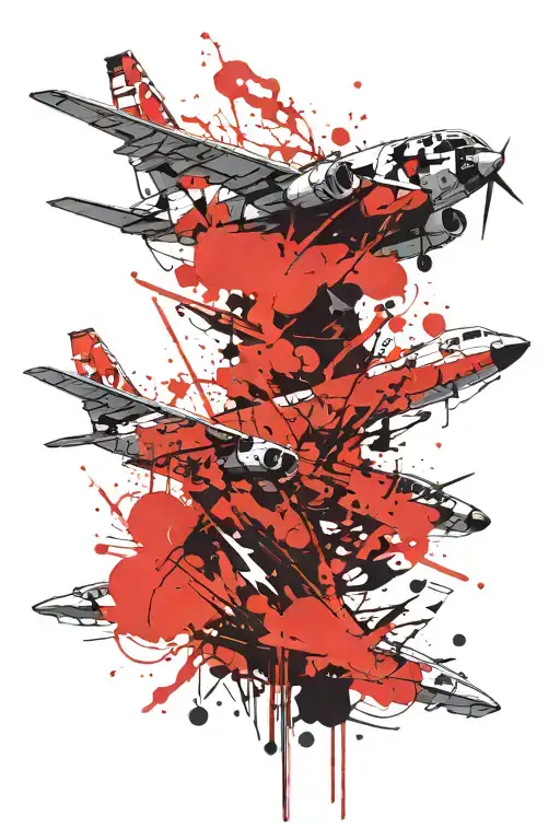 Military aircraft flying tattoo design idea