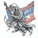 Grim Reaper holding Texas Flag primarily black tattoo design idea