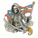 Grim Reaper holding Texas Flag primarily black tattoo design idea