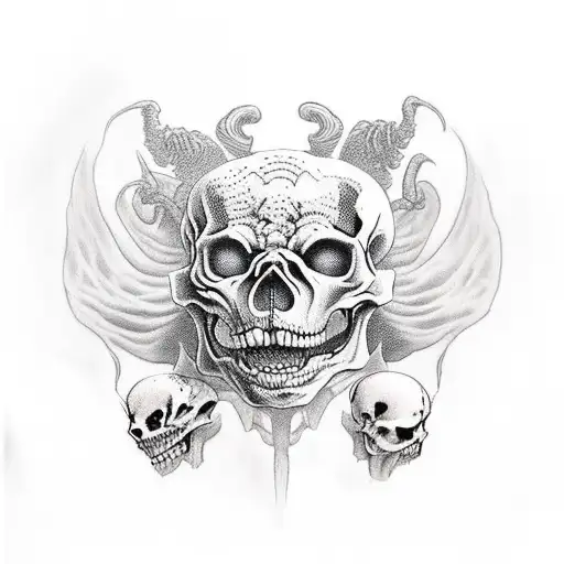 skeleton dog + pits of hell + cerberus + hell + demonic tattoo design idea