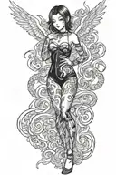 ahegao girl full body tattoo design idea