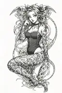 ahegao girl full body tattoo design idea