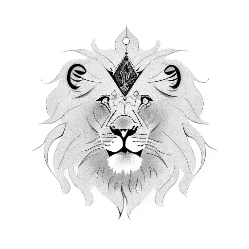 lion god with cub tattoo design idea