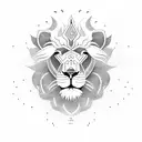 lion god with cub tattoo design idea