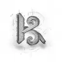 a letter R with the number 7 tattoo design idea