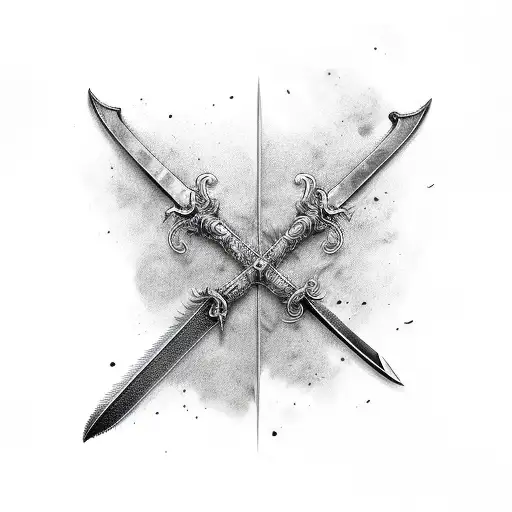 Sword ripped skin tattoo design idea
