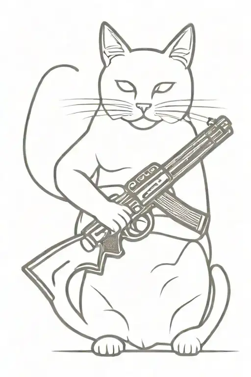 cat with a gun  tattoo design idea