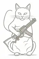 cat with a gun  tattoo design idea