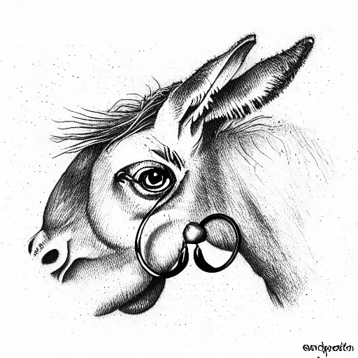 donkey earing a carrot tattoo design idea