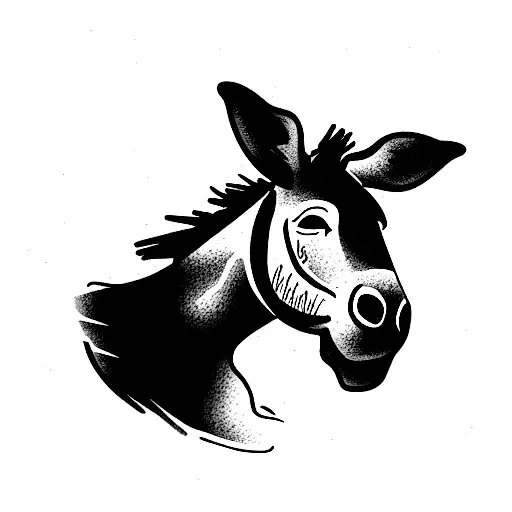 donkey smiling tattoo design idea