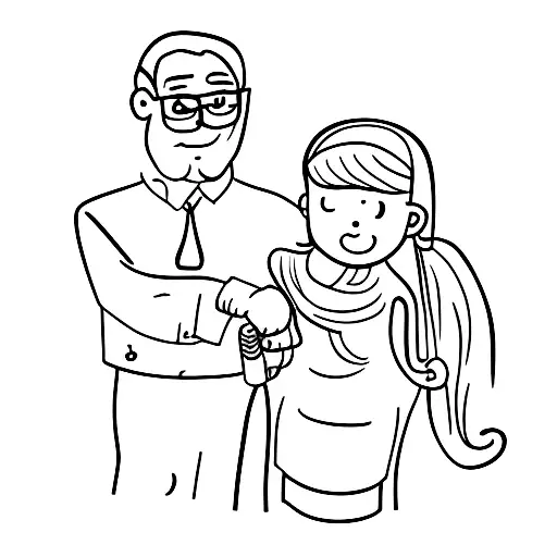 Dad and daughter arm swinging  tattoo design idea