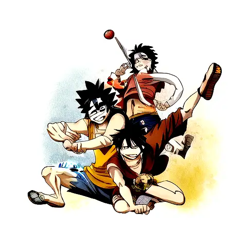 Monkey D. Luffy, Naruto, Sasuke nakama together tattoo design idea