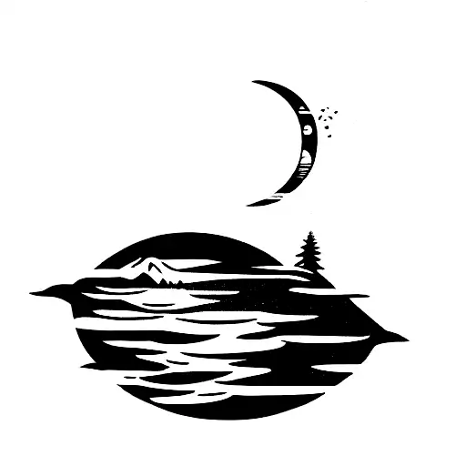Kobe Bryant, nature, calm, moon tattoo design idea