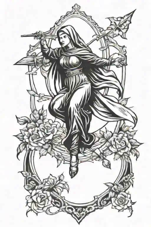 Sexy Nun ascending tattoo design idea