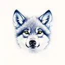baby wolf looking into water  tattoo design idea
