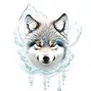 baby wolf looking into water  tattoo design idea