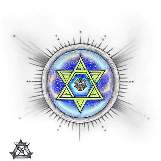 Star of David, burning heart, blue eyes, dog foot print, fur coat  tattoo design idea