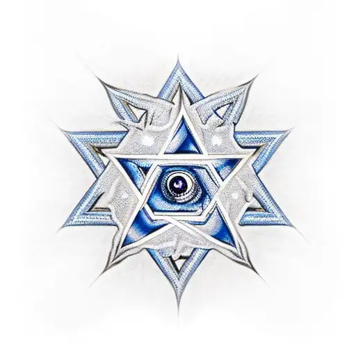 Star of David, burning heart, blue eyes, dog foot print, fur coat  tattoo design idea