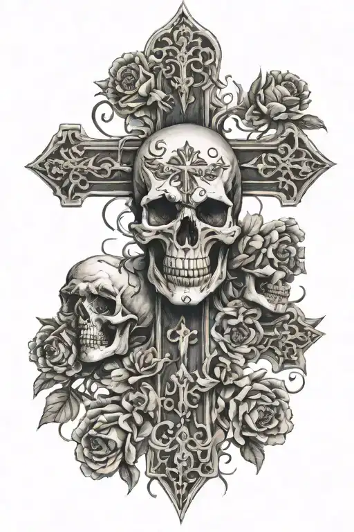 cross with a skull on a skull, sinners will be written on the top of the cross tattoo design idea