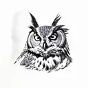 great horned owl wings spread tattoo design idea