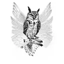 great horned owl wings spread tattoo design idea