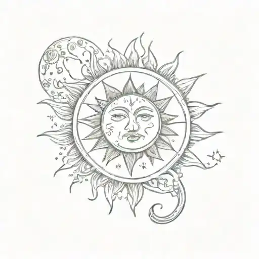 Sun And Moon tattoo design idea