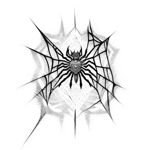 A gothic spider web with a metal band logo incorporated into the design tattoo design idea