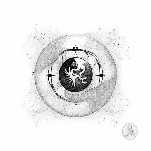  A cherry tree, yin y yang, space and time tattoo design idea