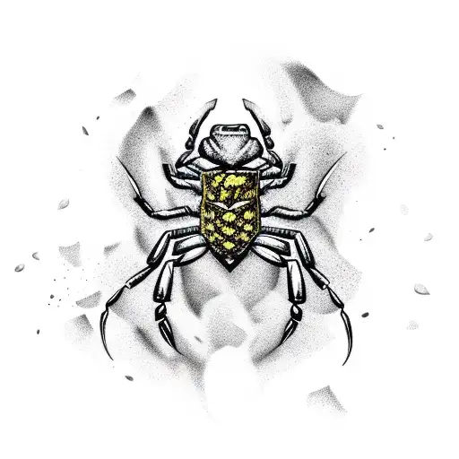 Scorpion surrounded by leaves with smoky shading on the edges tattoo design idea