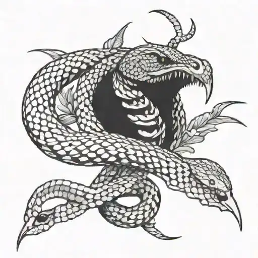 snake fighting bird  tattoo design idea