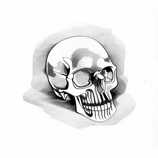 Fading clock with skull underneath tattoo design idea