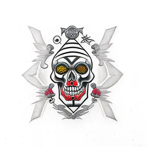 totem pole skulls tattoo design idea