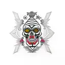 totem pole skulls tattoo design idea