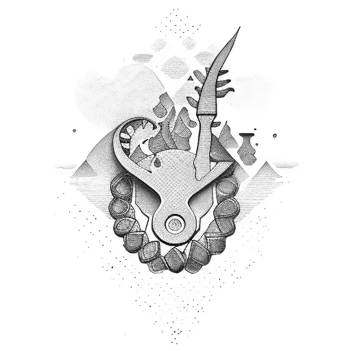 Restauration tools forming a silhouette of Guadeloupe island tattoo design idea