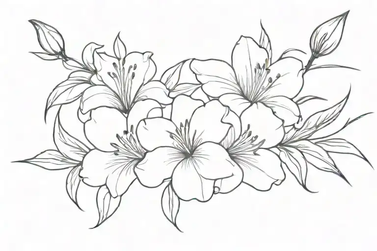 roses lily hibiscus  tattoo design idea